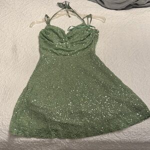 Windsor Green Sequin Backless Dress